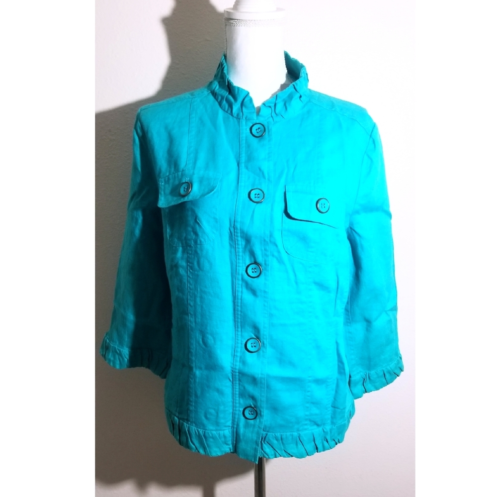Chico's NWT Cyan Linen Jacket